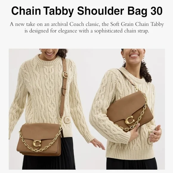 Coach Chain Tabby 30 In Honey Brown. - Picture 7 of 8